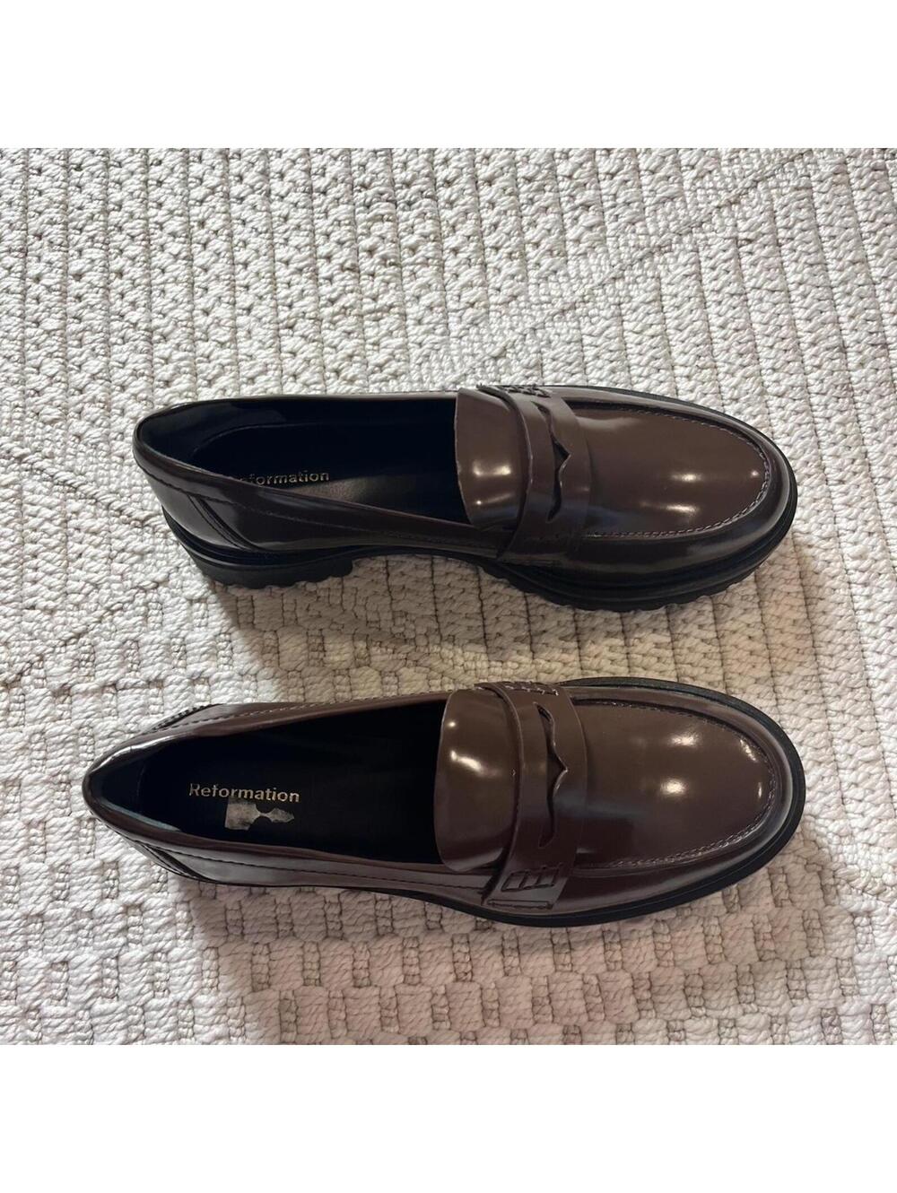 Reformation Agathea Chunky Loafers in Espresso Leather - Picture 4 of 8